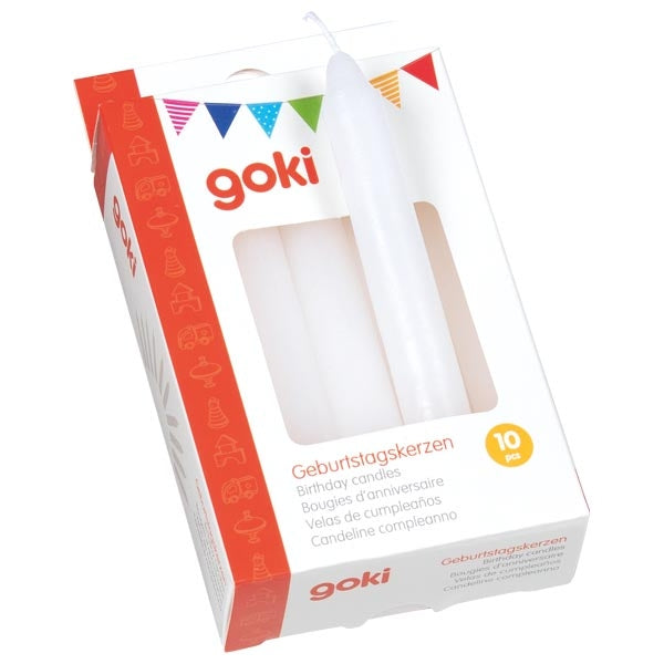 Geburtstagskerzen Set – 10 Kerzen für Geburtstagszüge Weiß ( Goki )