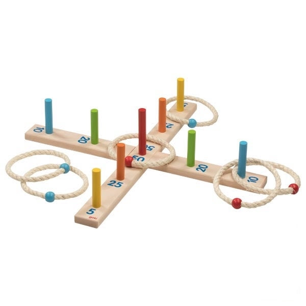 Ringwurfspiel aus Holz mit Sisalringen – Outdoor Geschicklichkeitsspiel