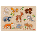 Goki Steckpuzzle Waldtiere – Holzpuzzle mit Griffen