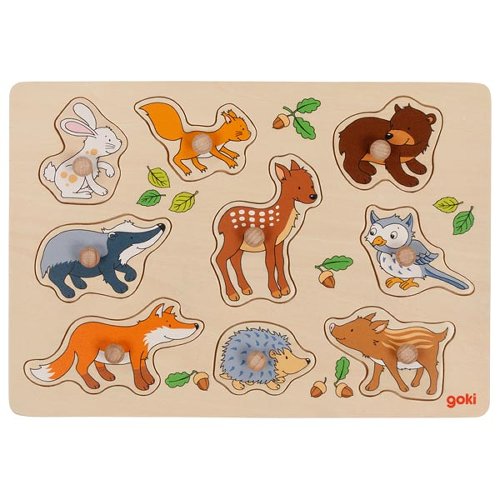 Goki Steckpuzzle Waldtiere – Holzpuzzle mit Griffen