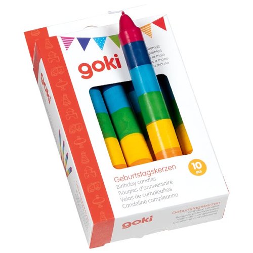 Geburtstagskerzen Set – 10 Kerzen für Geburtstagszüge Bunt ( Goki )
