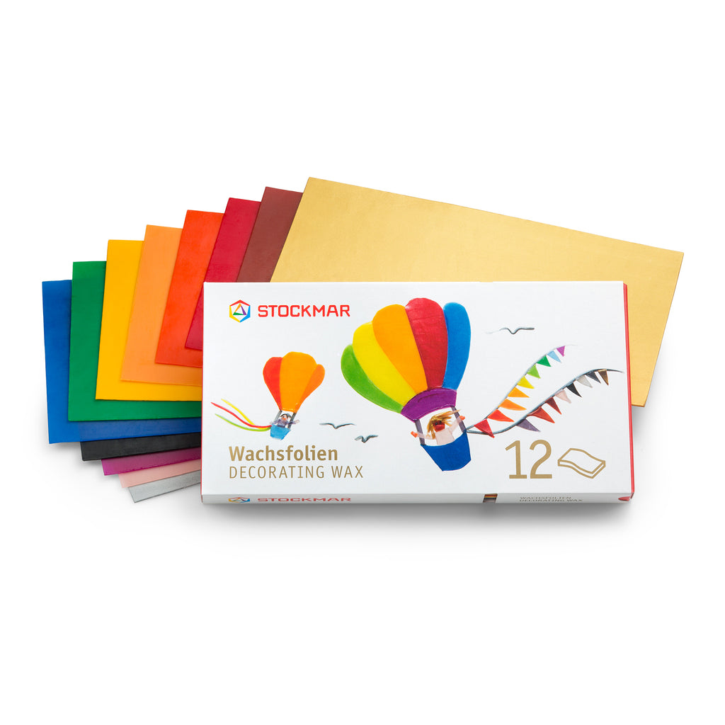 Stockmar Wachsfolien 12 Farben 200x100mm – Bienenwachs Bastelfolien