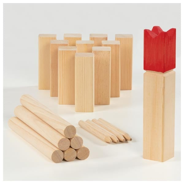 Wikingerspiel KUBB aus Holz – Outdoor Gartenspiel inkl. Baumwollbeutel